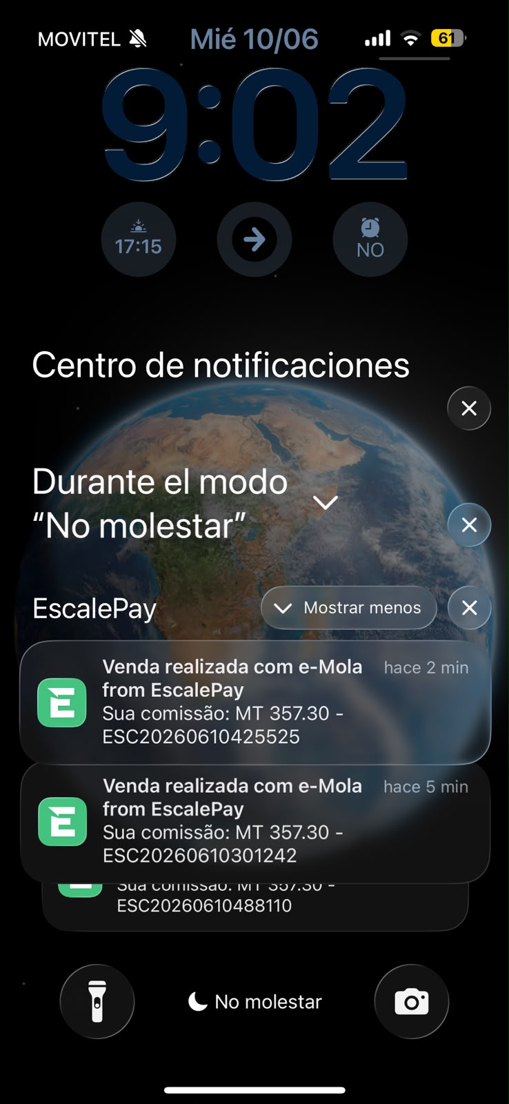 Prova de venda 1 — comissão recebida via EscalePay